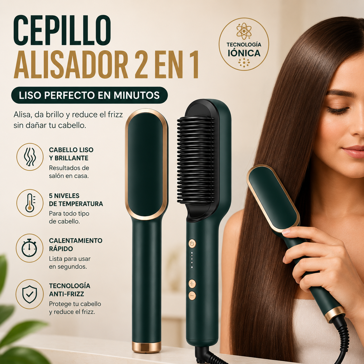 Cepillo Alisador Eléctrico Peine Alisador Portatil