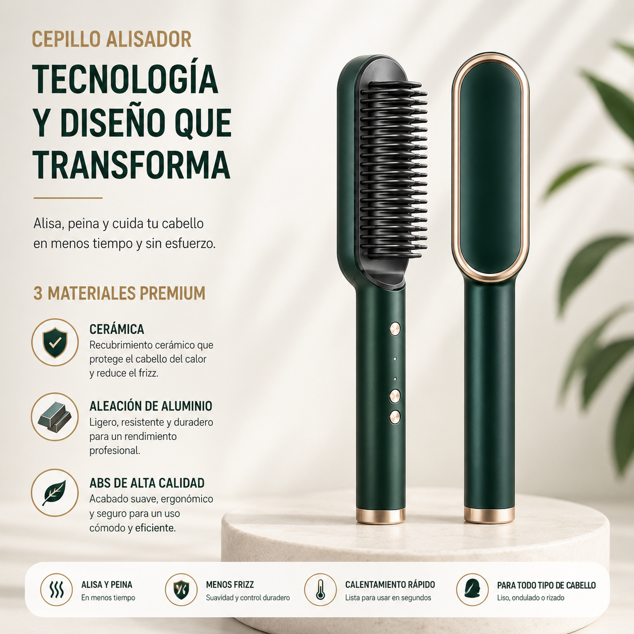 Cepillo Alisador Eléctrico Peine Alisador Portatil